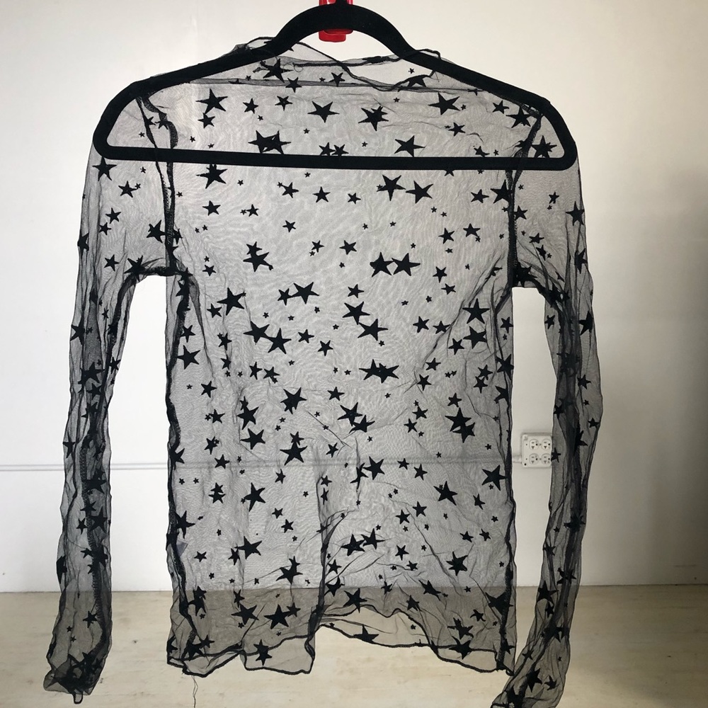 Shear Mock Neck Long Sleeved Star Top